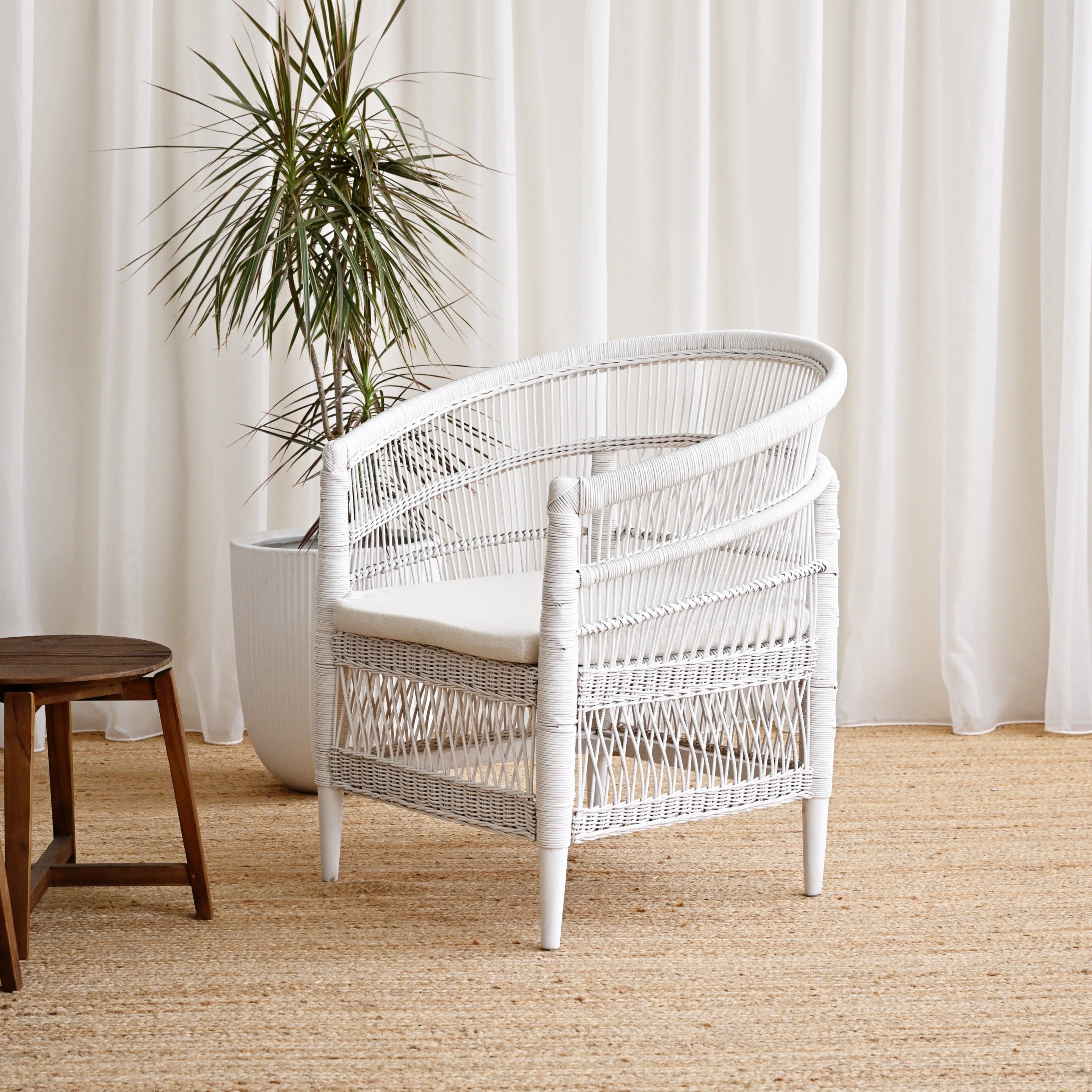 Chair rattan white sale