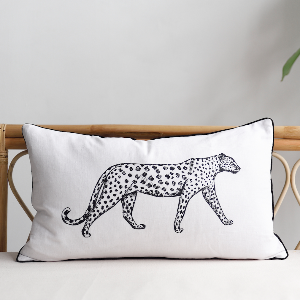 Black Leopard Cushion 60 X 35cm Stylish Cushions and Throws