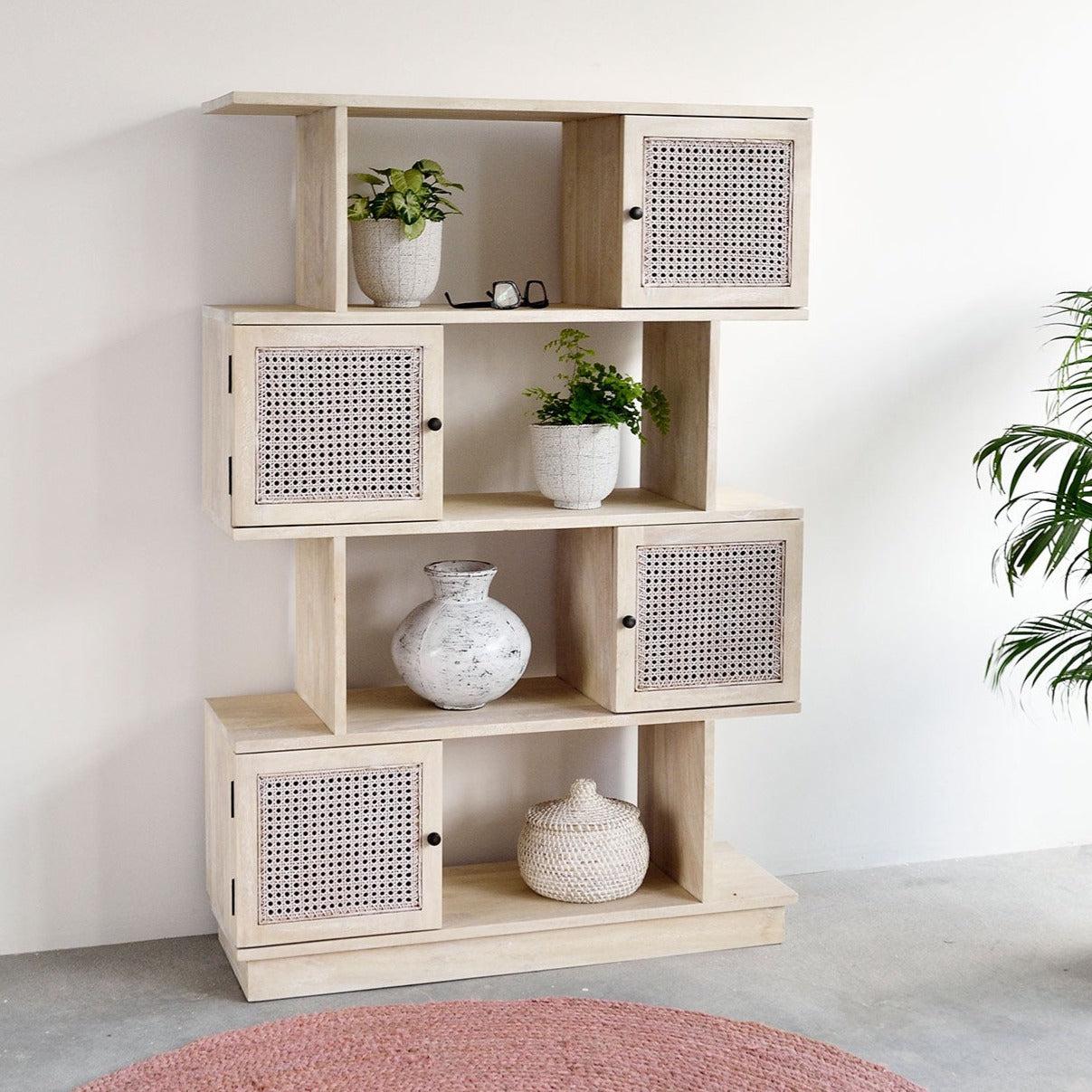 White on sale wicker bookshelf