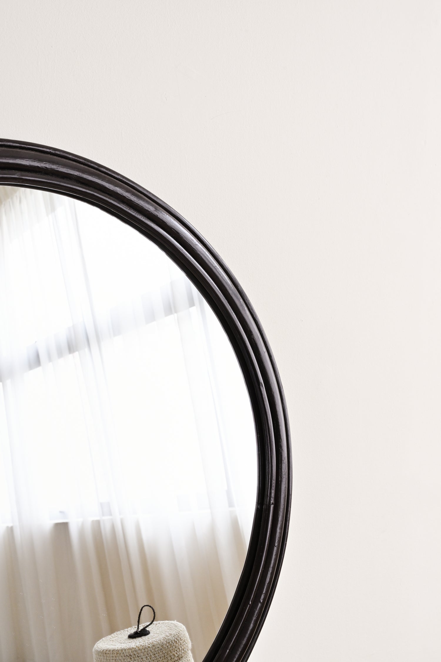 Black Round Rattan Mirror 7