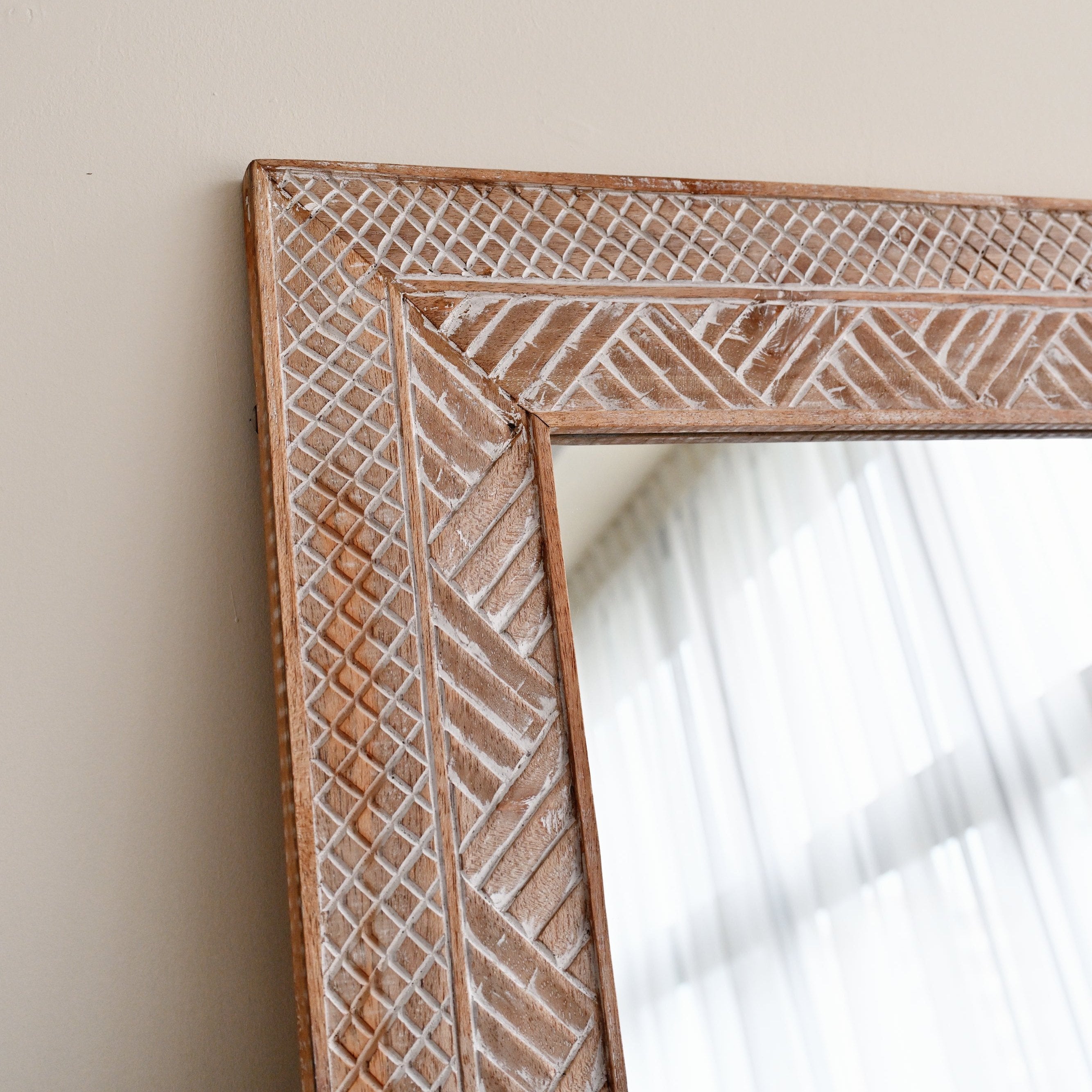 Manado White Carved Mirror - 80cm x 180cm