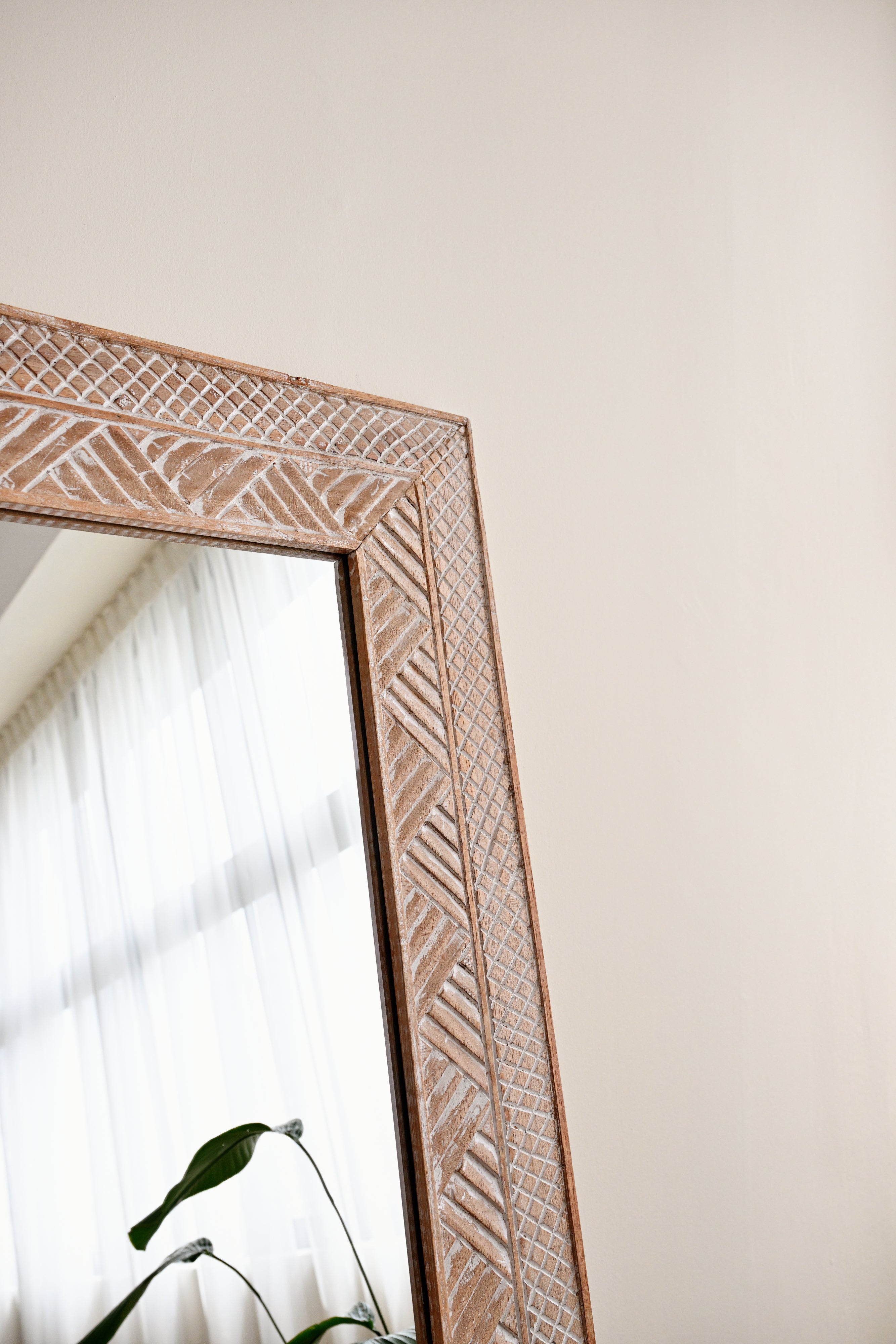 Manado White Carved Mirror - 80cm x 180cm