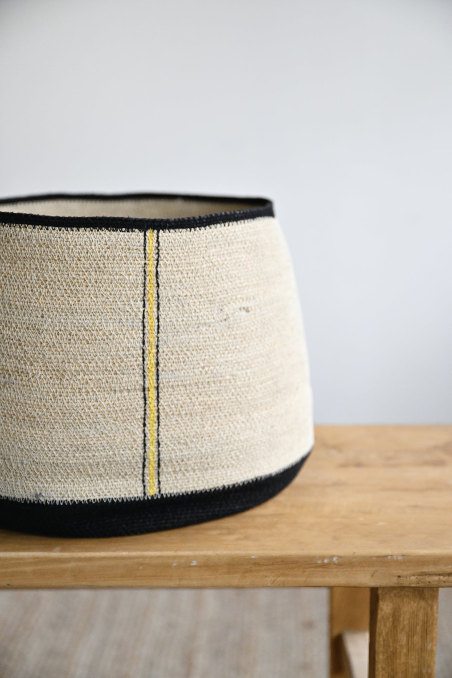 Lavasa Woven Basket with Yellow Stripes