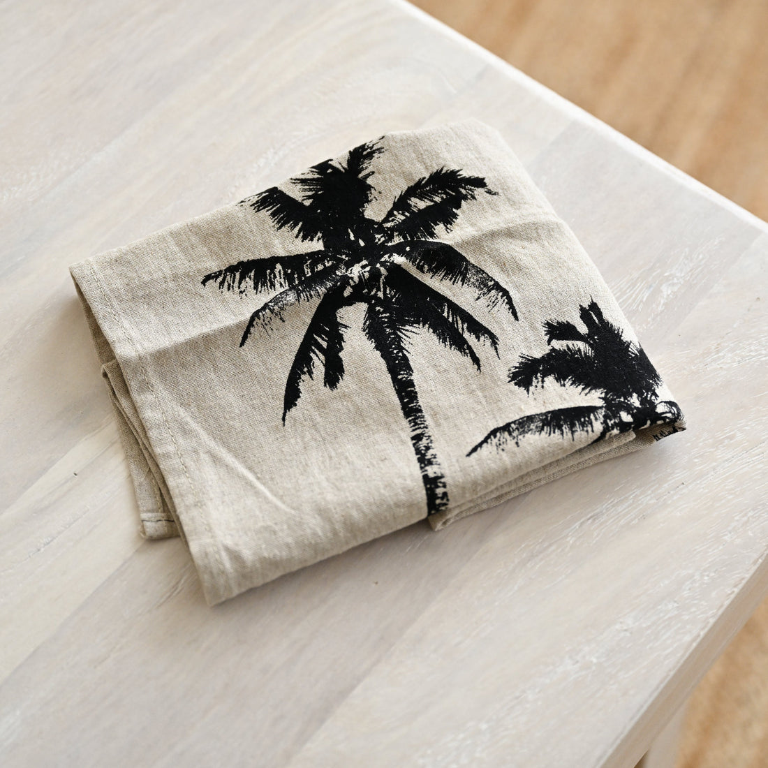 Linen Palm Trees Tea Towel - 70 x 43 cm