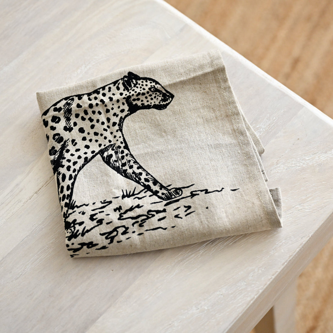 Linen Leopard Tea Towel - 70 x 43 cm