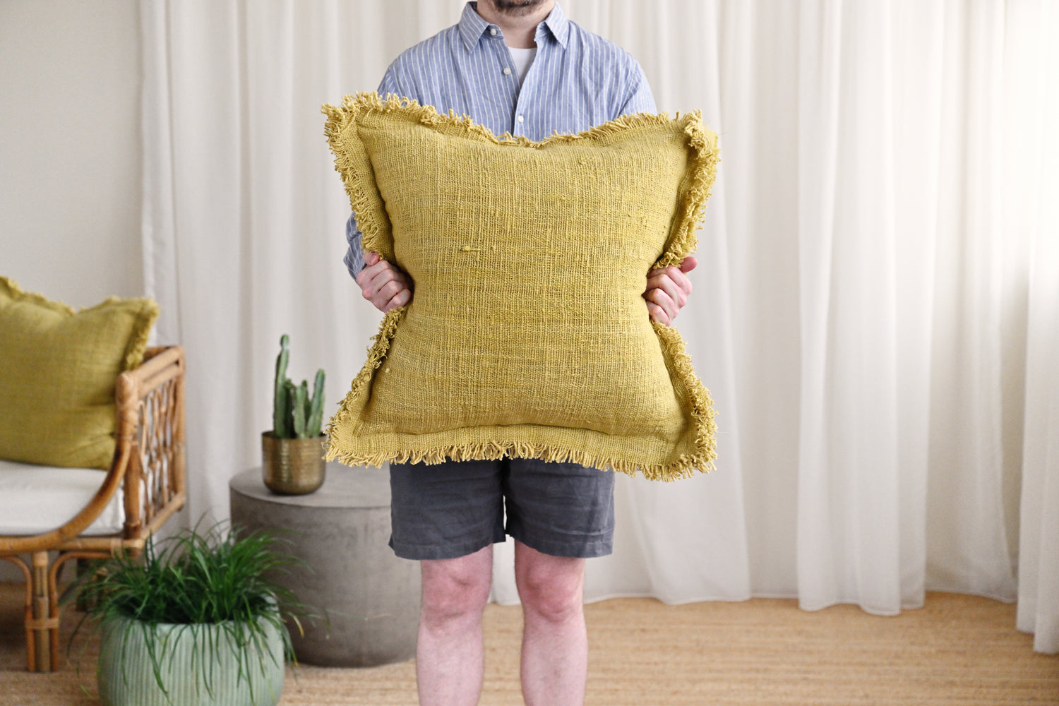 Mustard Amara Cushion Cover - 55cm x 55cm