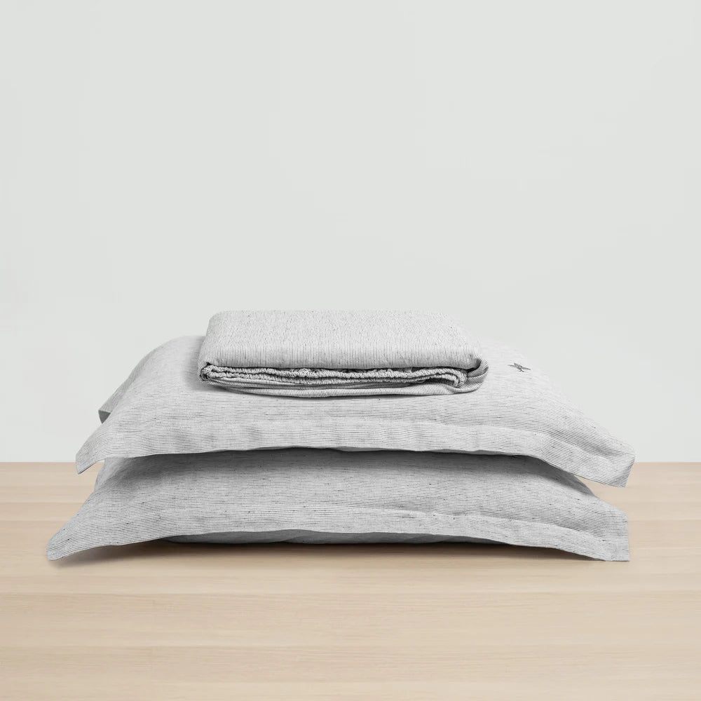 Heveya Linen Fitted Sheet Set King - Pinstripe