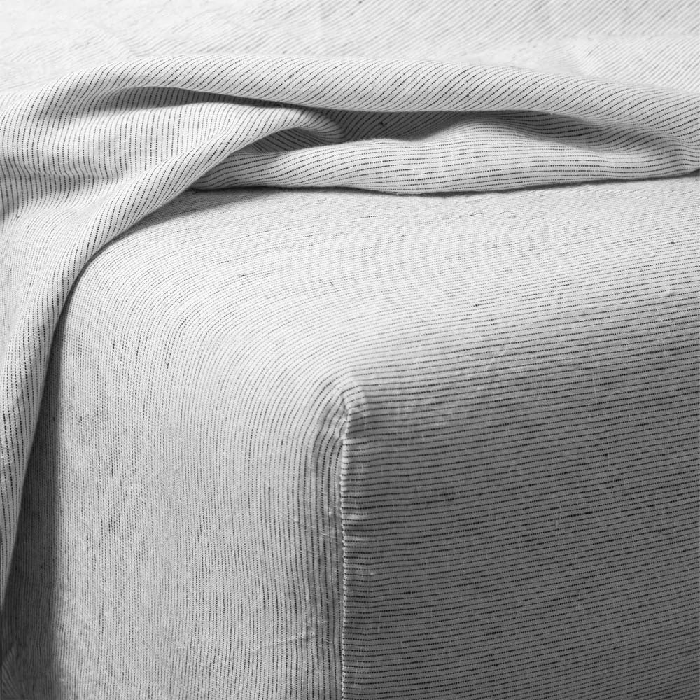 Heveya Linen Fitted Sheet Set King - Pinstripe