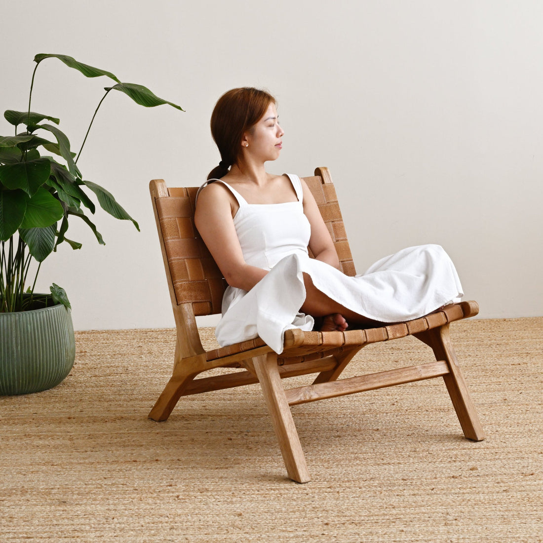 Strap Chair Light Brown Suede