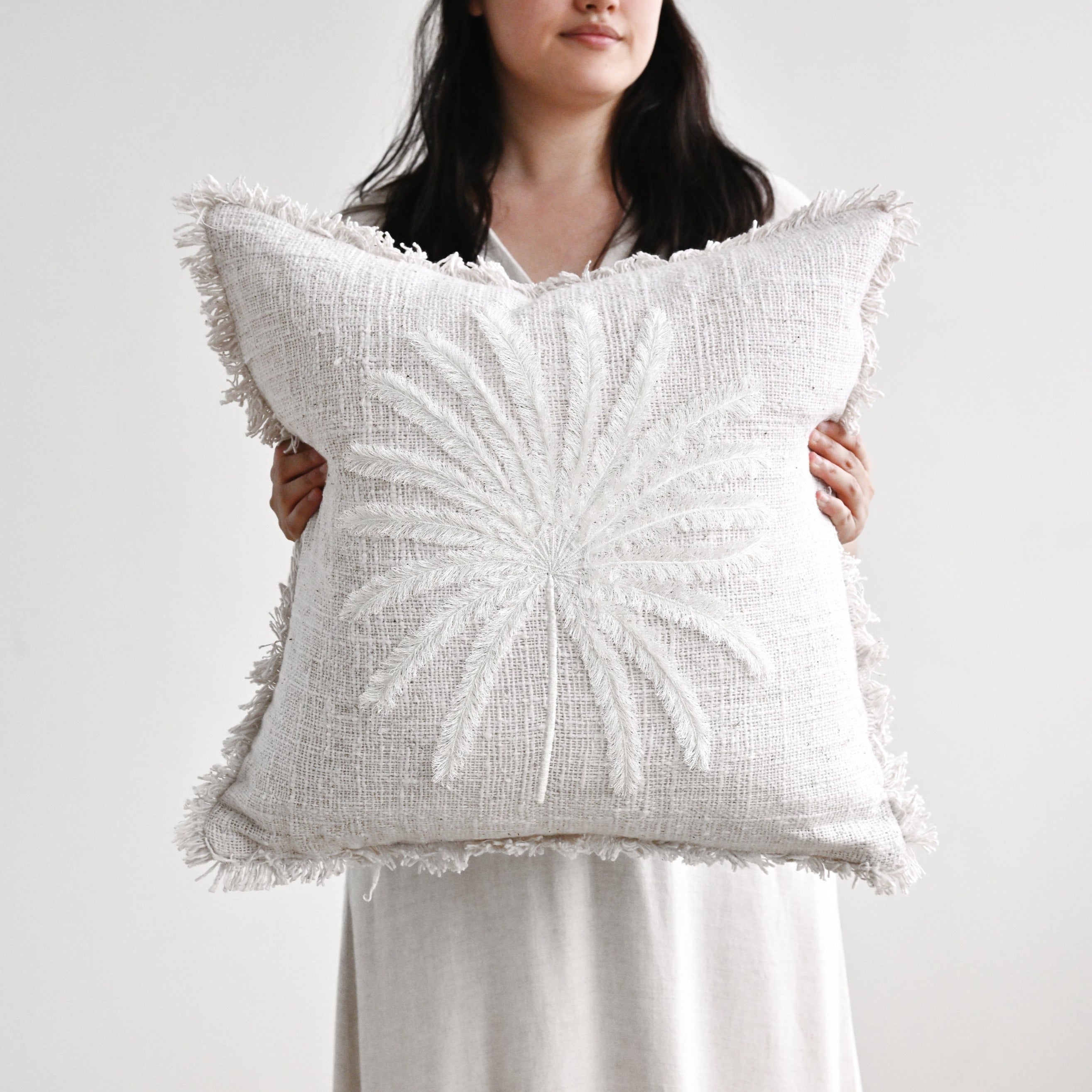 White Palm Tree Cushion Cover - 55 x 55 cm