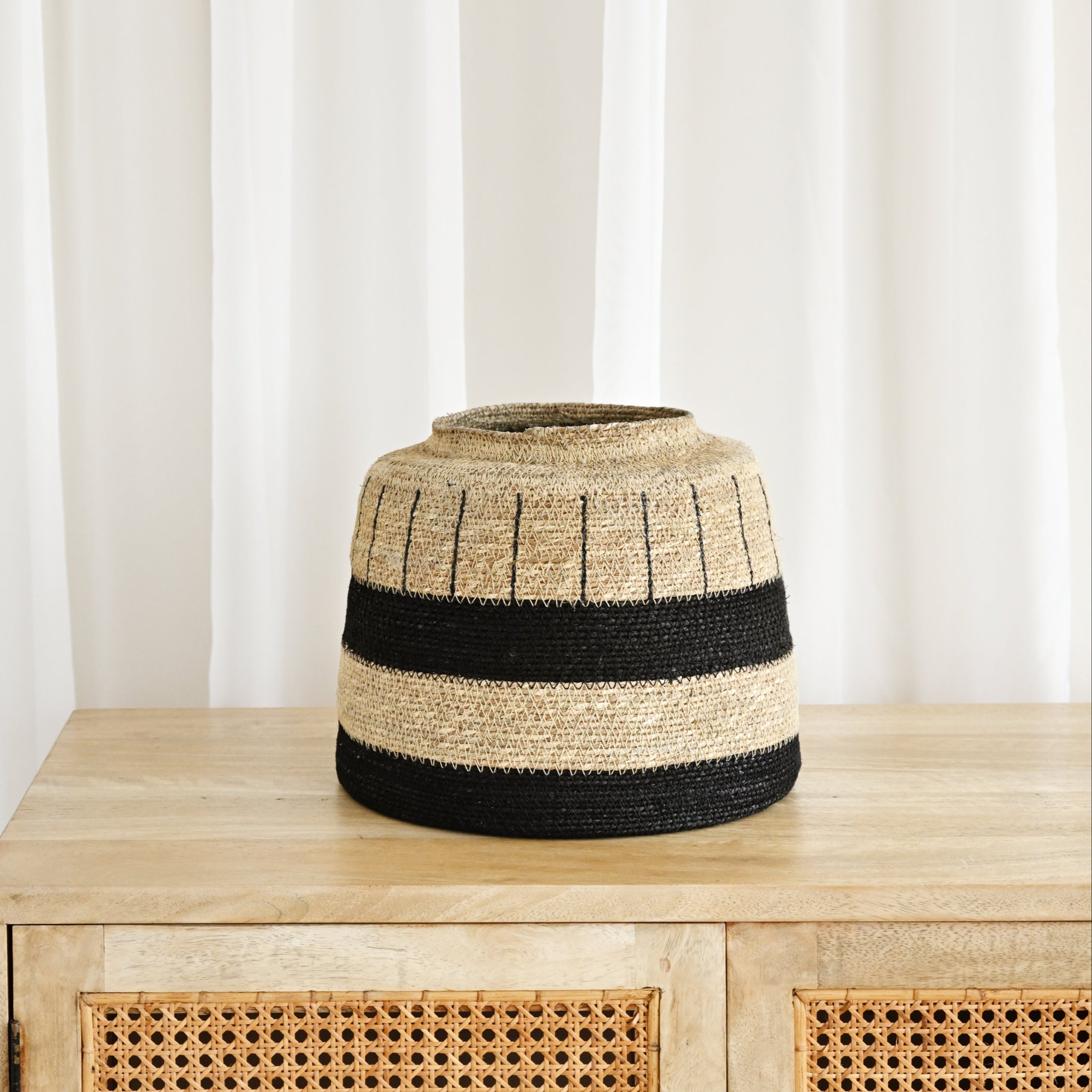 Zouk Woven Basket with Thick Stripes